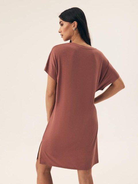 Koszula nocna Noves 43041 Brudny Róż - gładka, rozcięcia po bokach