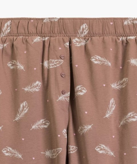 Piżama damska NLP-501 - spodnie ze wzorem w pióra