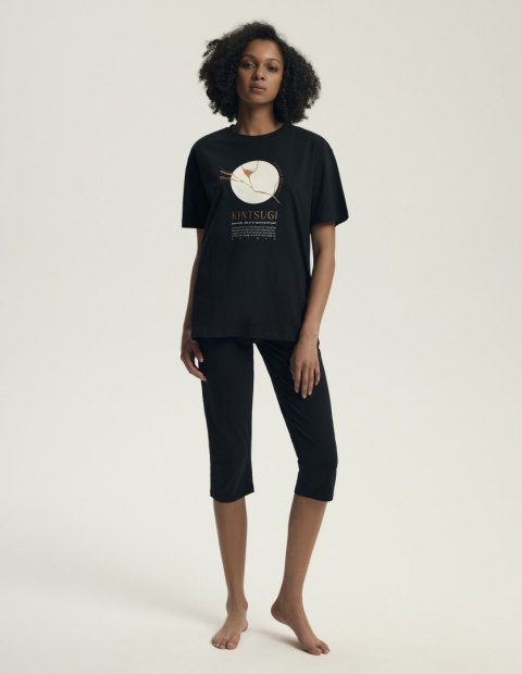 Piżama damska Dairoku 43728 Czarna - 100% bawełna