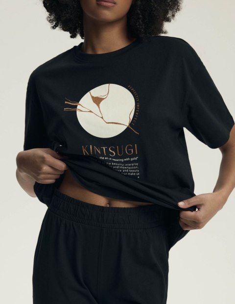 Piżama Dairoku 43728 Czarna - bluza z nadrukiem