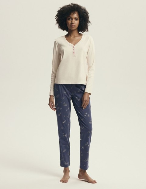 Henderson Piżama Delanie 43698 Ecru - długi rękaw, długie spodnie