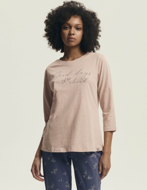 Piżama damska Delanie 43699 Pudrowy Róż - rękaw i spodnie 3/4