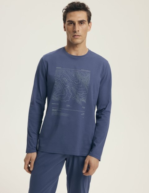 Piżama męska Local 43464 Jeans - bluza z nadrukiem