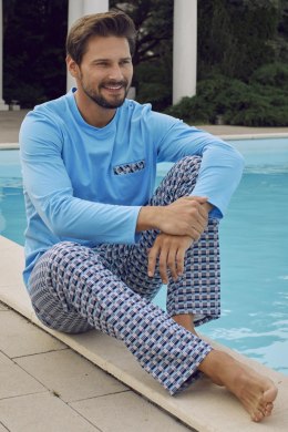 Italian Fashion piżama męska Jaromir długi rękaw długie spodnie niebieski
