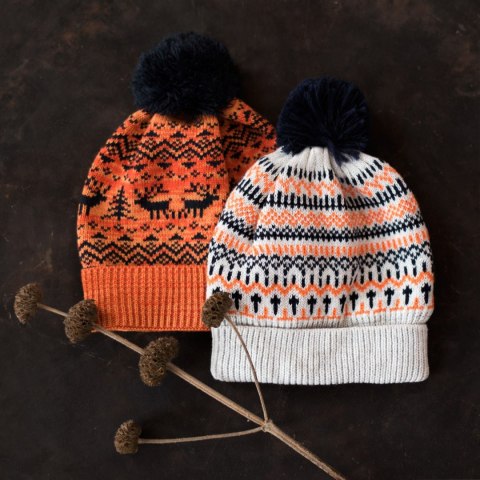 Czapka Rudolf Czarno-Pomarańczowa