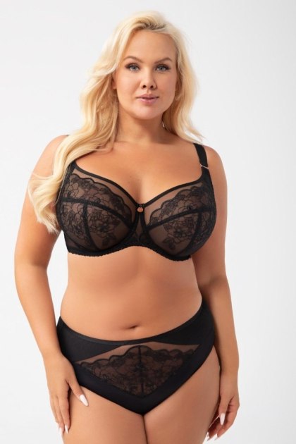 Figi Adore K931 czarne – wysokie figi z koronką Gorsenia