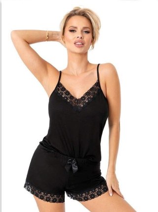 Piżama Donna Niki Short Czarna - Koronkowa z Wiskozą