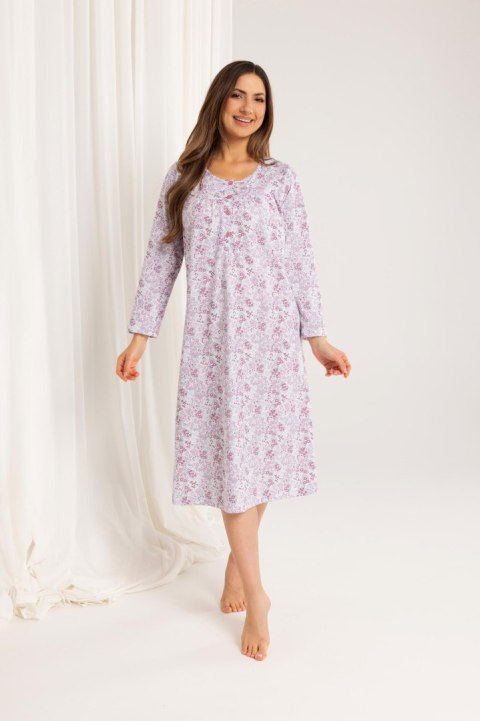 Koszula nocna damska 017 DR z bawełny w kwiaty